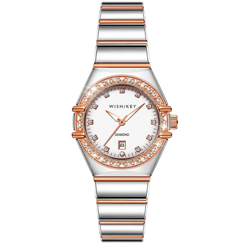 Women's Round Two-Tone Crystal Watch | Date Steel Bracelet | Watch-ODM