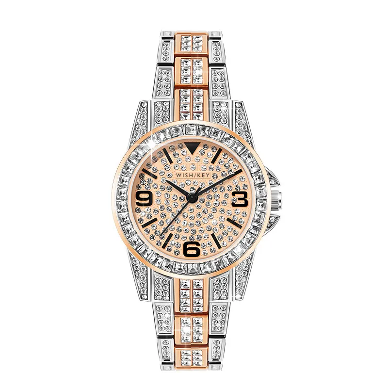 Women's Round Crystal Pavé Arabic Watch | Two-Tone Band