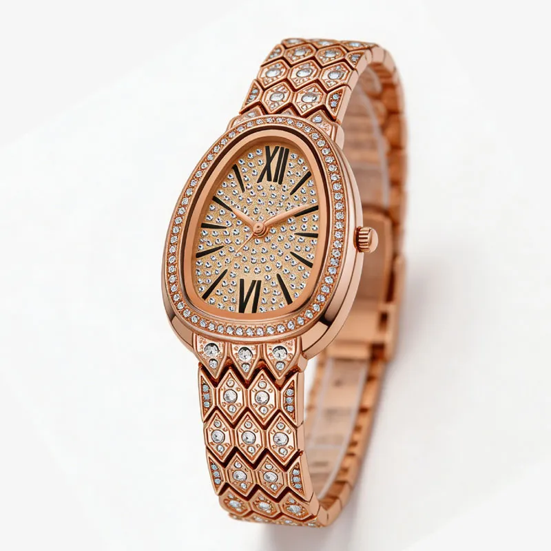 Women's Teardrop Gold Crystal Roman | Scale Link Bracelet