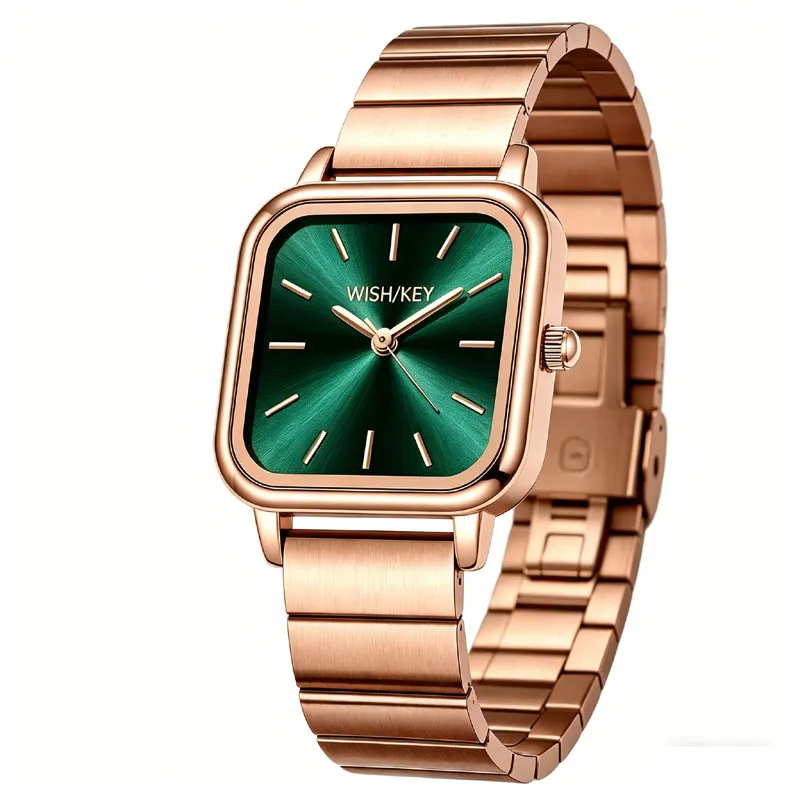 Women's Round Gold Champagne Roman Watch | Date Bracelet