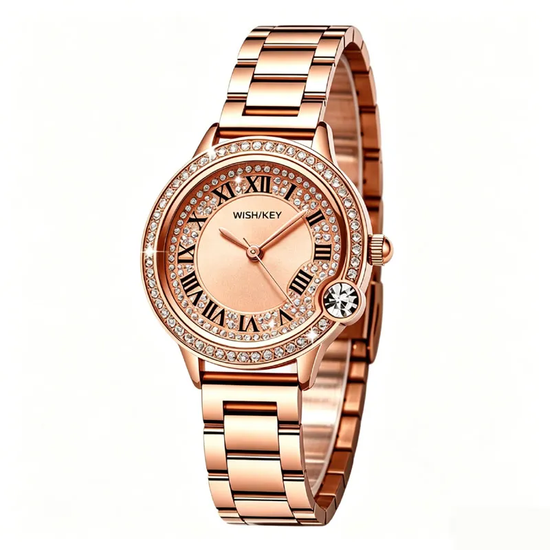 Women's Square Gold Green Crystal Watch | Diamond Markers